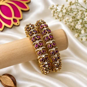 Silk Thread Kundan Lotus  (2 Pcs)